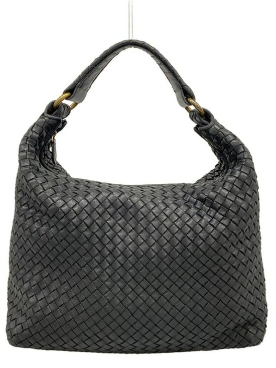 Bottega Veneta Handbags - Bottega Veneta Shoulder Bag Sloane Intrecciato Black Leather